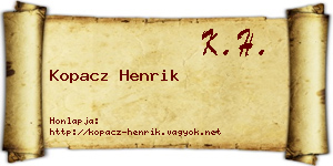 Kopacz Henrik névjegykártya